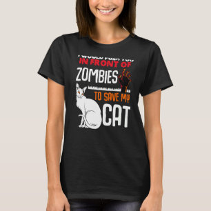 Drücken Sie vor Zombies, um meine Katze als Hausti T-Shirt