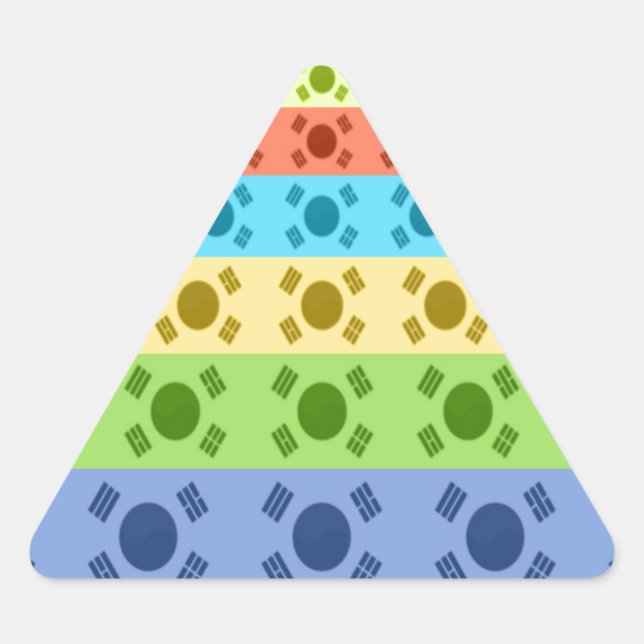 Drucken von mehrfarbigen koreanischen Flaggen Dreieckiger Aufkleber (Vorderseite)