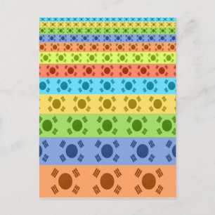 Drucken von mehrfarbigen koreanischen Flaggen Postkarte