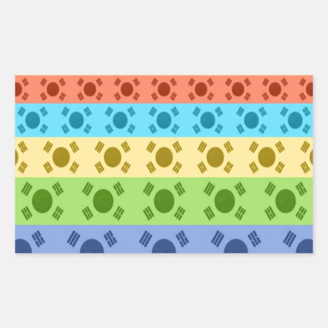 Drucken von mehrfarbigen koreanischen Flaggen Rechteckiger Aufkleber (Vorderseite)