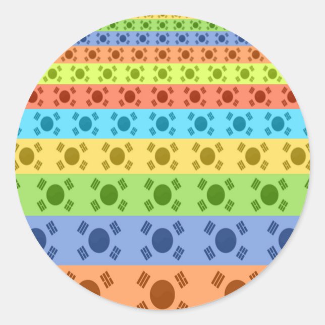 Drucken von mehrfarbigen koreanischen Flaggen Runder Aufkleber (Vorderseite)