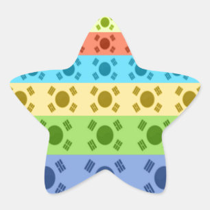 Drucken von mehrfarbigen koreanischen Flaggen Stern-Aufkleber