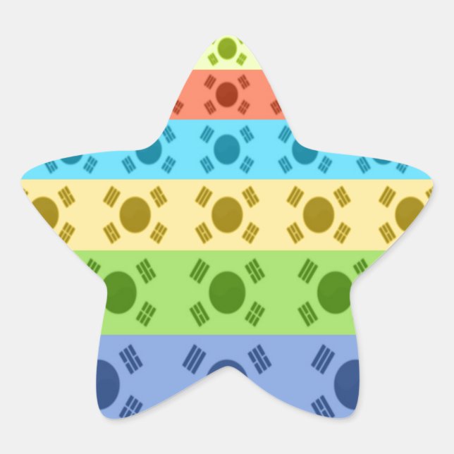 Drucken von mehrfarbigen koreanischen Flaggen Stern-Aufkleber (Vorderseite)