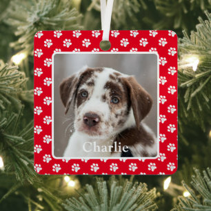 Drucken von Paw-Fotos für benutzerdefinierte Hunde Ornament Aus Metall