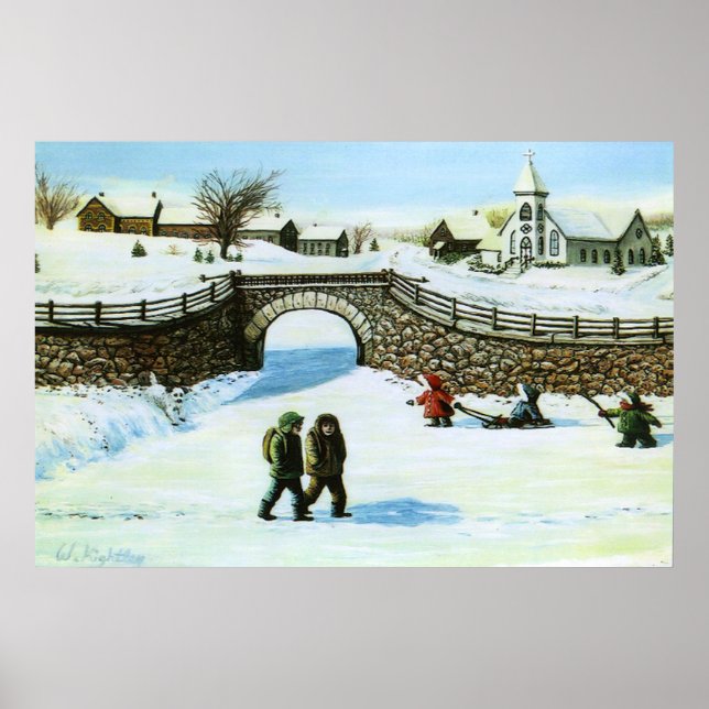 Drucken von "Playing at the Pond" Poster (Vorne)