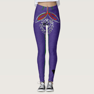DRUCKENDE LEGGINGS LILA W/JAPANISCHE MUSTER