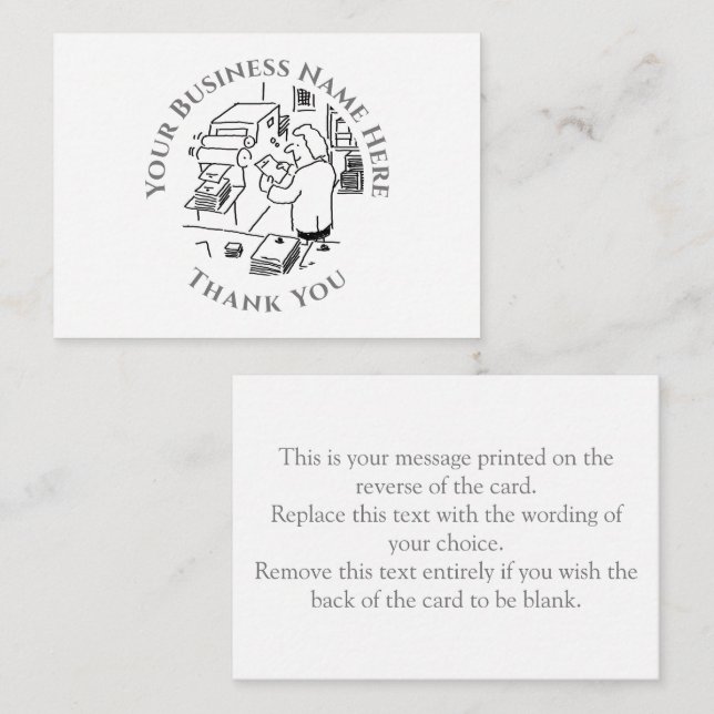 Drucker Danke Notizkarte Mitteilungskarte (Vorne/Hinten)