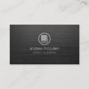 Drucker Publisher Book Icon Dark Brushed Metal Visitenkarte