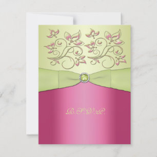 DRUCKER RIBBON Pink, Green-Floral-RSVP-Karte RSVP Karte