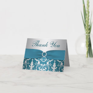 DRUCKER RIBBON Silver, Aquamarin Damask Danke Kart