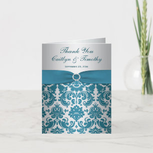 DRUCKER RIBBON Silver, Aquamarin Damask Danke Kart