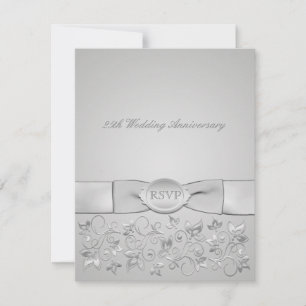 DRUCKER RIBBON Silver Grey Floral RSVP-Karte RSVP Karte