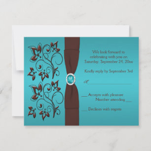 DRUCKER RIBBON Türkis, braune Antwortkarte II RSVP Karte