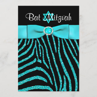 DRUCKER RIBBON Zebra Glitzer Bat Mitzvah Einladung