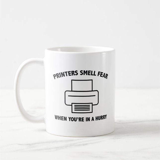 Drucker riechen Angst, wenn Sie in Eile Kaffee tri Kaffeetasse (Links)