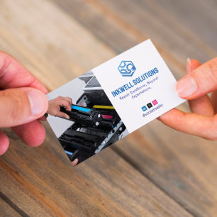 Druckerreparaturgeschäft   Einfaches weißes Foto Visitenkarte