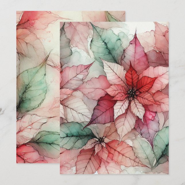 Druckfarben Alkohol Alkohol Tinte Poinsettia Einladung (Vorne/Hinten)