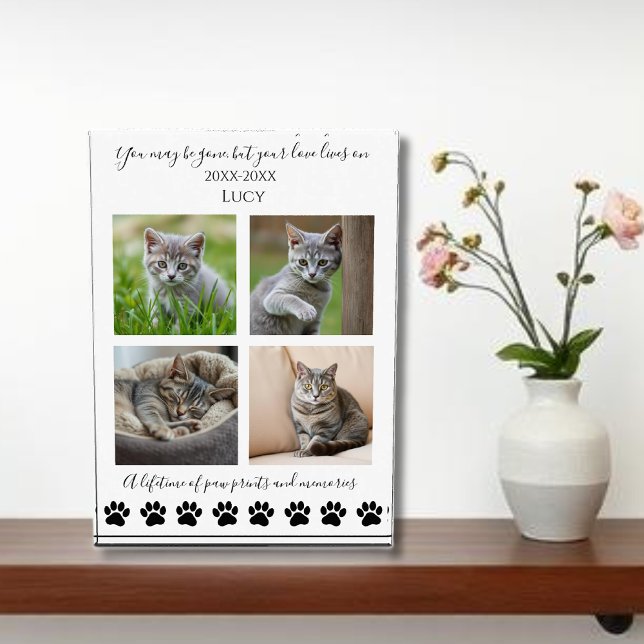 Druckfarben und Erinnerungen nach Kundenwunsch Fotoblock (Paw prints & Memories-Custom Pet-Cat Photo Block vertical)