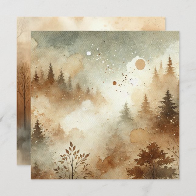 Druckfarbenwald-Scrapbook Einladung (Vorne/Hinten)