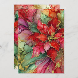 Druckfarbige Abstrakte Alkoholtinte Poinsettia Einladung