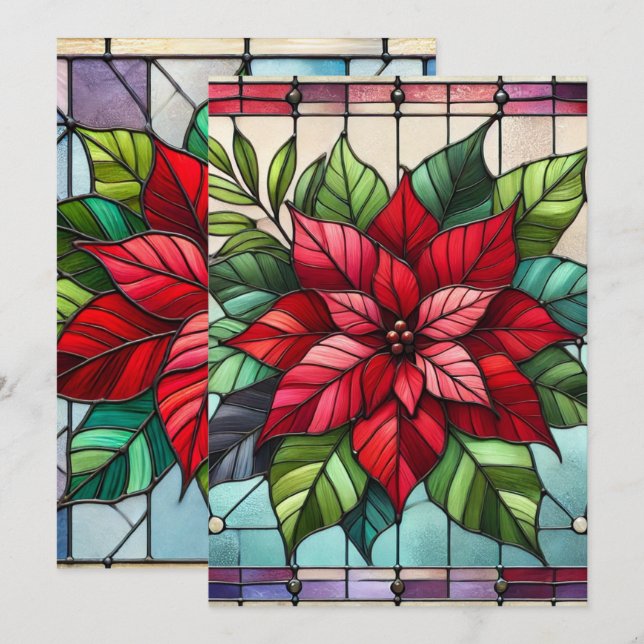 Druckfestes Papier aus Glas Poinsettia Einladung (Vorne/Hinten)