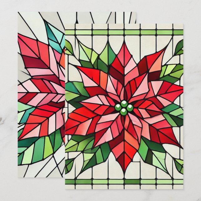 Druckfestes Poinsettia Glasfaserkopfbuch Einladung (Vorne/Hinten)