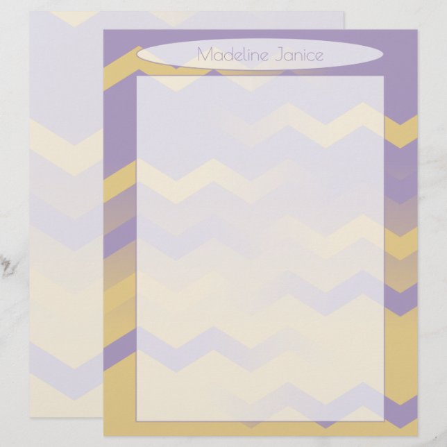 Druckformatlavender und Zickzack Stationery Briefbogen (Vorne/Hinten)