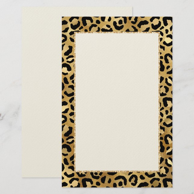 Druckgeschirr aus Wild & Exotic Leopard Briefpapier (Vorne/Hinten)