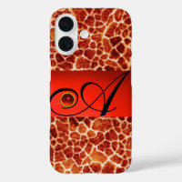 DRUCKGIRAFFE-HAUT-ROTE RUBY GEMSTONE-MONOGRAMM,
