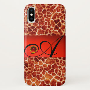 DRUCKGIRAFFE-HAUT-ROTE RUBY GEMSTONE-MONOGRAMM, Case-Mate iPhone HÜLLE