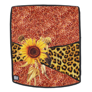 DRUCKGIRAFFE, LEOPARD FUR RIBBON UND SUFLOWER RUCKSACK