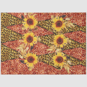 DRUCKGIRAFFE, LEOPARD FUR RIBBON UND SUFLOWEREN SEIDENPAPIER