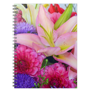 Druckheft für Rosa Lilie und Dahlia-Blume Notizblock