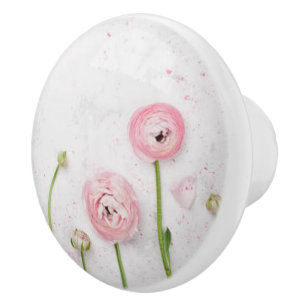 Druckknopf für die Keramik der rosa Rose/Keramik z Keramikknauf