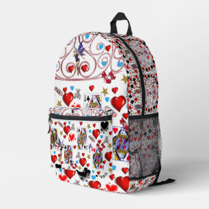 Druckknopfkarten für die Papiertüte Rote Herzen Bedruckter Rucksack