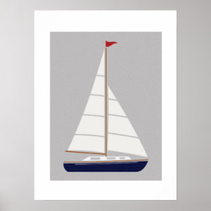 Druckkunst für Segelboote Poster