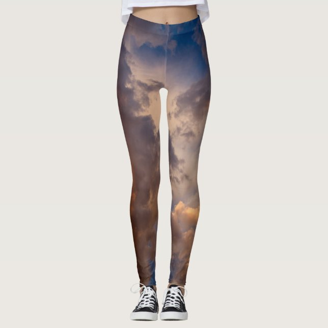 DRUCKLeggings BLAUER HIMMEL MIT WOLKEN Leggings (Vorderseite)