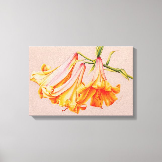 Druckmedium "Lilies", feine botanische Leinwand (Vorderseite)