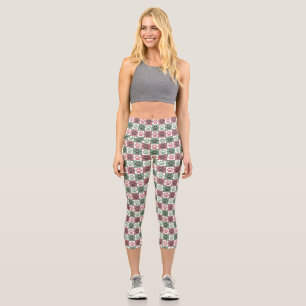 Druckmuster für rote und grüne, karierte Hunde Capri Leggings