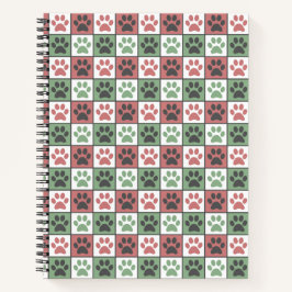 Druckmuster für rote und grüne, karierte Hunde Notizbuch