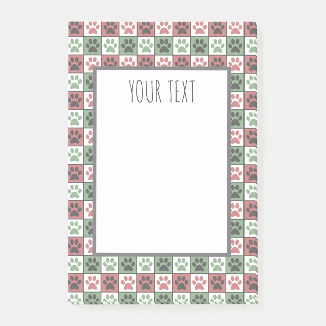 Druckmuster für rote und grüne, karierte Hunde Post-it Klebezettel (Vorderseite)
