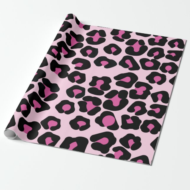 Druckmuster in Rosa und Schwarz-Leopard Geschenkpapier (Ungerollt)