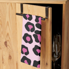Druckmuster in Rosa und Schwarz-Leopard Geschirrtuch