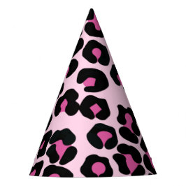 Druckmuster in Rosa und Schwarz-Leopard  Partyhütchen