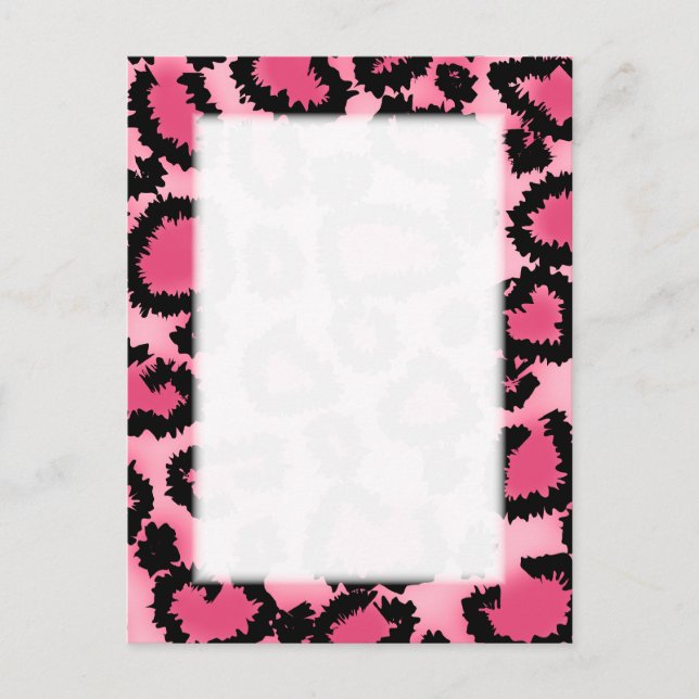 Druckmuster in Rosa und Schwarz Leopard. Postkarte (Vorderseite)
