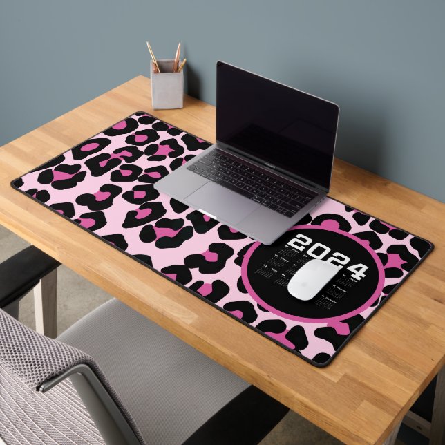 Druckmuster in Rosa und Schwarz-Leopard Schreibtischunterlage (Büro 2)