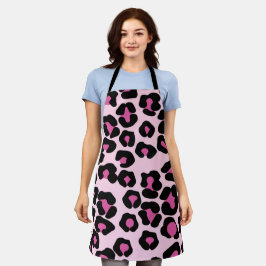 Druckmuster in Rosa und Schwarz-Leopard Schürze