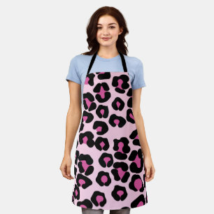 Druckmuster in Rosa und Schwarz-Leopard  Schürze