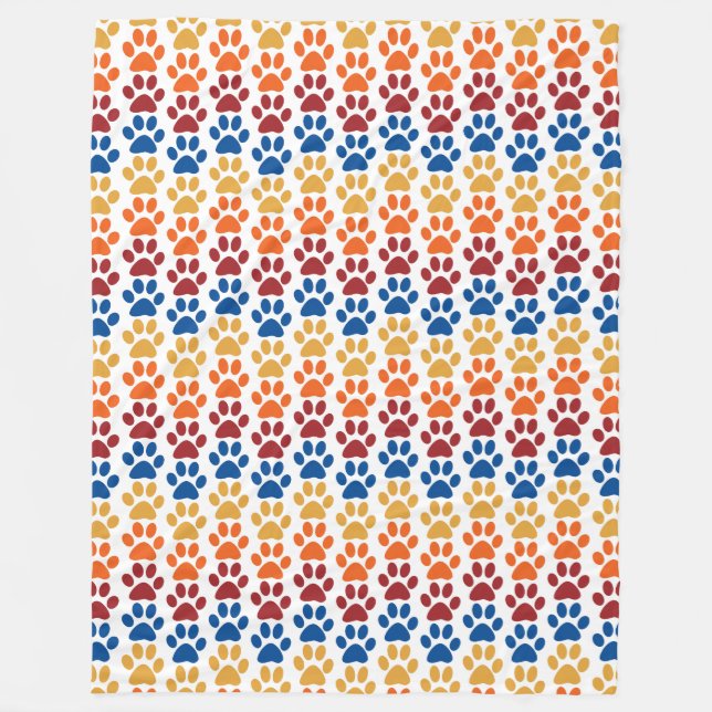 Druckmuster in Rot, Blau, Gelb, Orange Fleecedecke (Vorderseite)