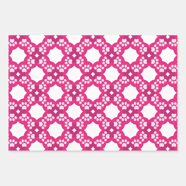 Druckmuster mit rosa geometrischem Muster Geschenkpapier Set (Vorderseite)